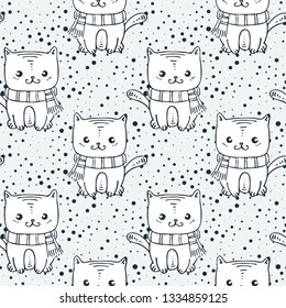 Seamless cute childish pattern with hand drawn cute animals. Creative doodle kids texture for fabric, wrapping, textile, wallpaper, prints, apparel. Vector illustration