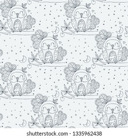 Seamless cute childish pattern with hand drawn cute animals. Creative doodle kids texture for fabric, wrapping, textile, wallpaper, prints, apparel. Vector illustration
