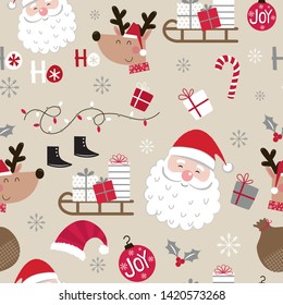 Seamless Cute Christmas Character Design Pattern