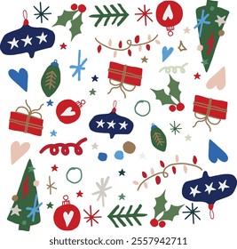Seamless cute Christmas pattern background