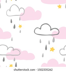 Seamless cute cloud pattern vector illustration