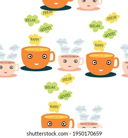 Seamless cute  coffee cup pattern backgrund   design vector eps.10