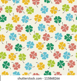 Seamless cute color clover pattern. Vector illustration