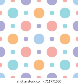 seamless cute and colorful pastel polka dot vector pattern background