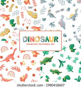 Patrón de dinosaurios monosaurio impecable. Colorido fondo de dino para los niños. Diseño vectorial infantil para textiles y envasado, papel tapiz de vivero