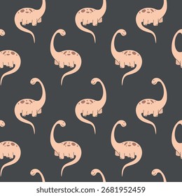 Patrón lindo inconsútil del dinosaurio en fondo gris oscuro