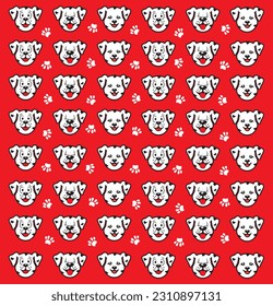 seamless cute dog and paw pattern
