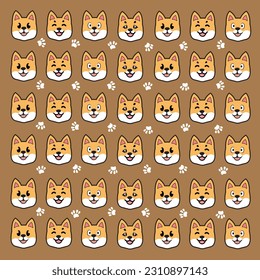 seamless cute dog and paw pattern