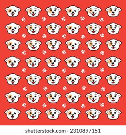 seamless cute dog and paw pattern