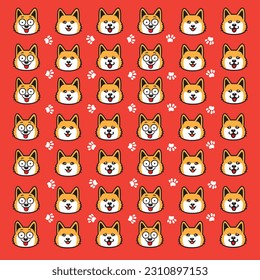 seamless cute dog and paw pattern