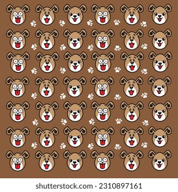 seamless cute dog and paw pattern