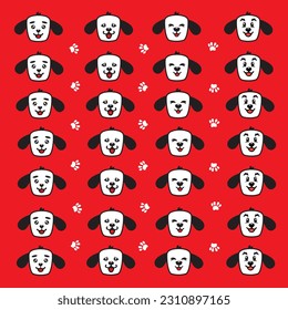seamless cute dog and paw pattern