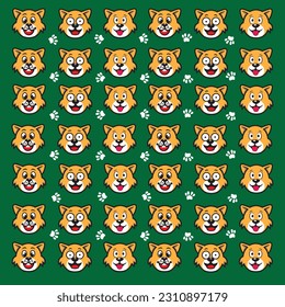 seamless cute dog and paw pattern