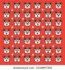 seamless cute dog and paw pattern