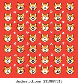 seamless cute dog and paw pattern