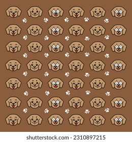 seamless cute dog and paw pattern