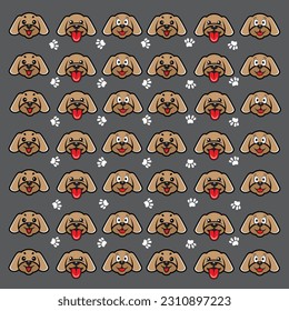 seamless cute dog and paw pattern