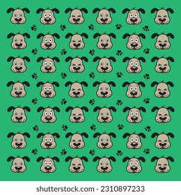 seamless cute dog and paw pattern