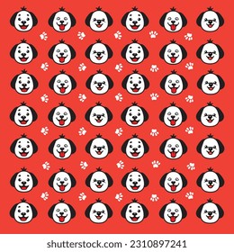 seamless cute dog and paw pattern