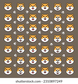 seamless cute dog and paw pattern