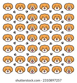 seamless cute dog and paw pattern