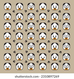 seamless cute dog and paw pattern
