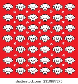 seamless cute dog and paw pattern