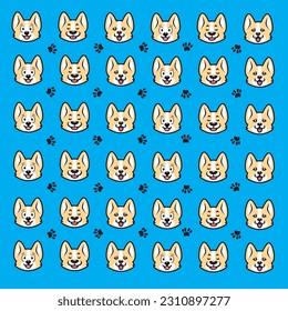 seamless cute dog and paw pattern