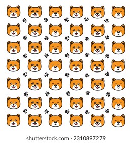 seamless cute dog and paw pattern