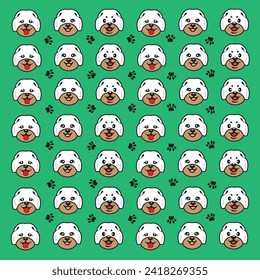 seamless cute dog and paw pattern