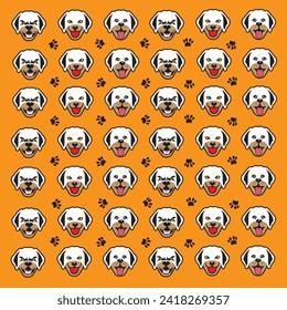 seamless cute dog and paw pattern