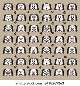 seamless cute dog and paw pattern