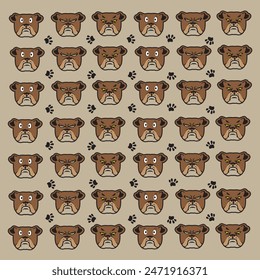 seamless cute dog and paw pattern