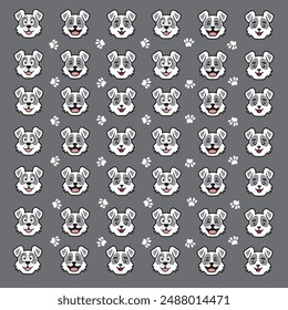 seamless cute dog and paw pattern