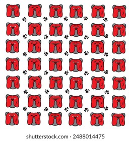 seamless cute dog and paw pattern