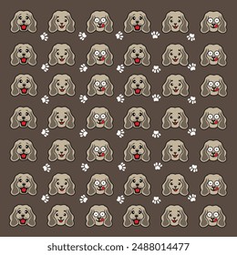 seamless cute dog and paw pattern
