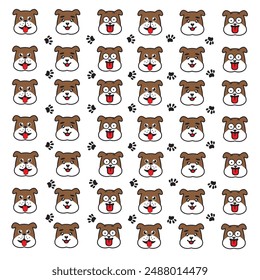 seamless cute dog and paw pattern