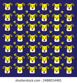 seamless cute dog and paw pattern