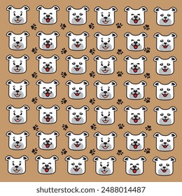 seamless cute dog and paw pattern