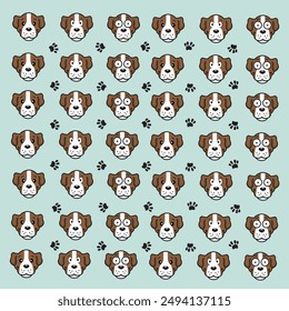 seamless cute dog and paw pattern