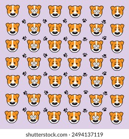 seamless cute dog and paw pattern