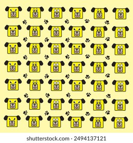 seamless cute dog and paw pattern