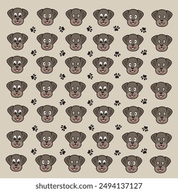 seamless cute dog and paw pattern