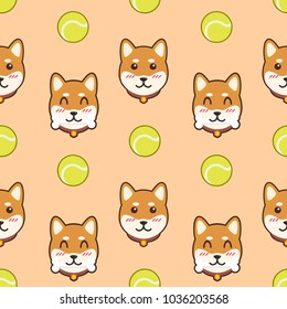 Seamless Cute Dog Puppy Happy Pattern Wallpaper Wrapper Cartoon Vector Design Illustration Template