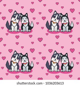 Seamless Cute Dog Puppy Happy Pattern Wallpaper Wrapper Cartoon Vector Design Illustration Template