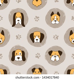 Seamless cute dogs pattern for kids.