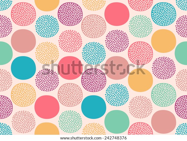 Seamless Cute Doodle Dots Pattern Stock Vector Royalty Free 242748376