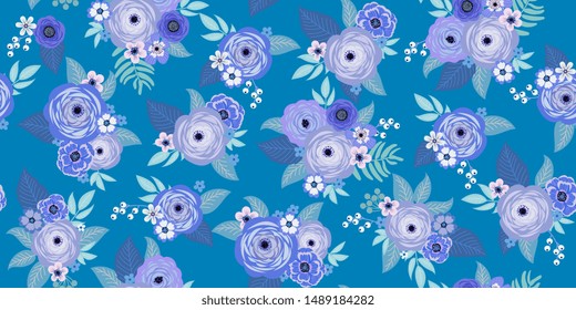 Seamless cute doodle floral pattern for summer dress