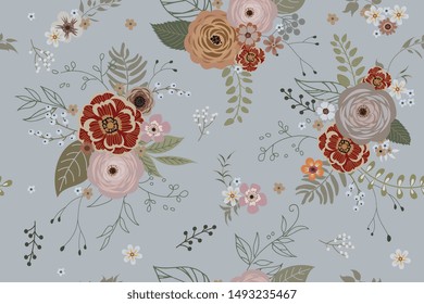 Seamless cute doodle floral pattern for summer dress