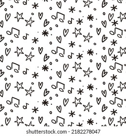 Seamless Cute Doodle Pattern - Vector